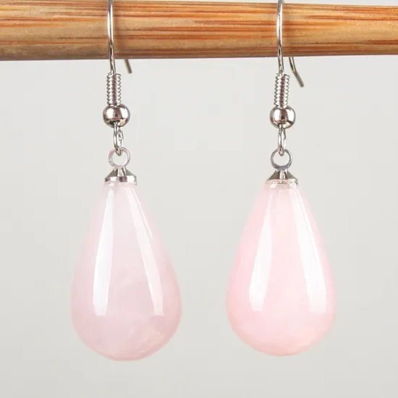 1Pair 13X22MM Amethyst Clear Quartz Lapis Lazuli Turquoise Rose Quartz Opal Obsidian Jasper Drop Cone Bead Hook Dangle Earrings
