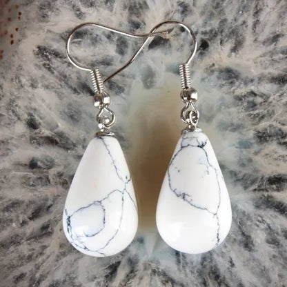1Pair 13X22MM Amethyst Clear Quartz Lapis Lazuli Turquoise Rose Quartz Opal Obsidian Jasper Drop Cone Bead Hook Dangle Earrings