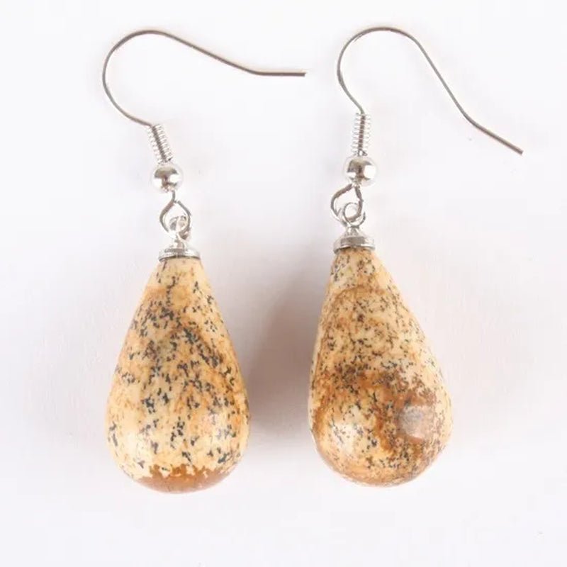 1Pair 13X22MM Amethyst Clear Quartz Lapis Lazuli Turquoise Rose Quartz Opal Obsidian Jasper Drop Cone Bead Hook Dangle Earrings