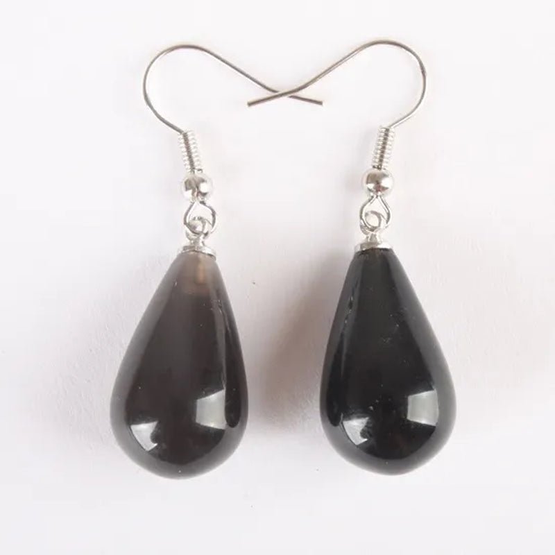 1Pair 13X22MM Amethyst Clear Quartz Lapis Lazuli Turquoise Rose Quartz Opal Obsidian Jasper Drop Cone Bead Hook Dangle Earrings - WORLD TIME VISITS