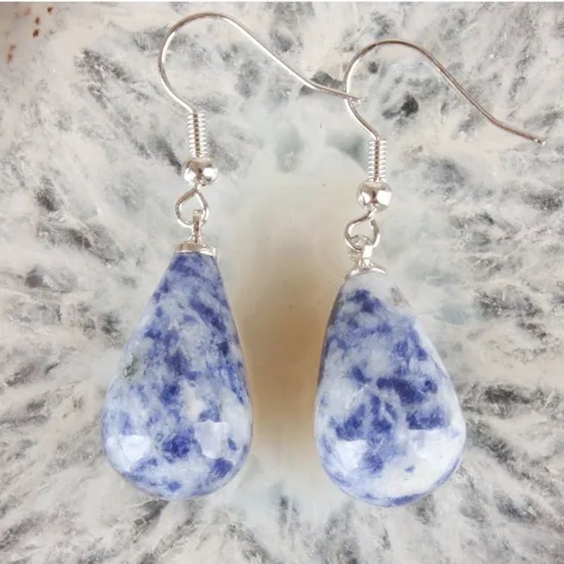 1Pair 13X22MM Amethyst Clear Quartz Lapis Lazuli Turquoise Rose Quartz Opal Obsidian Jasper Drop Cone Bead Hook Dangle Earrings