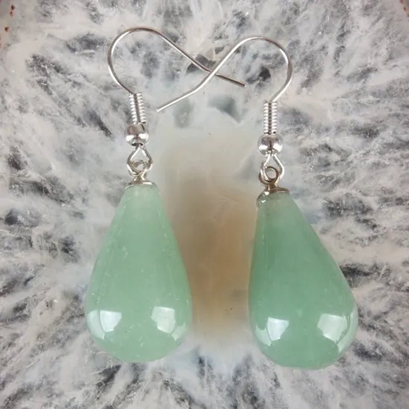 1Pair 13X22MM Amethyst Clear Quartz Lapis Lazuli Turquoise Rose Quartz Opal Obsidian Jasper Drop Cone Bead Hook Dangle Earrings