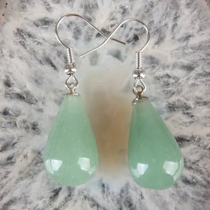 1Pair 13X22MM Amethyst Clear Quartz Lapis Lazuli Turquoise Rose Quartz Opal Obsidian Jasper Drop Cone Bead Hook Dangle Earrings