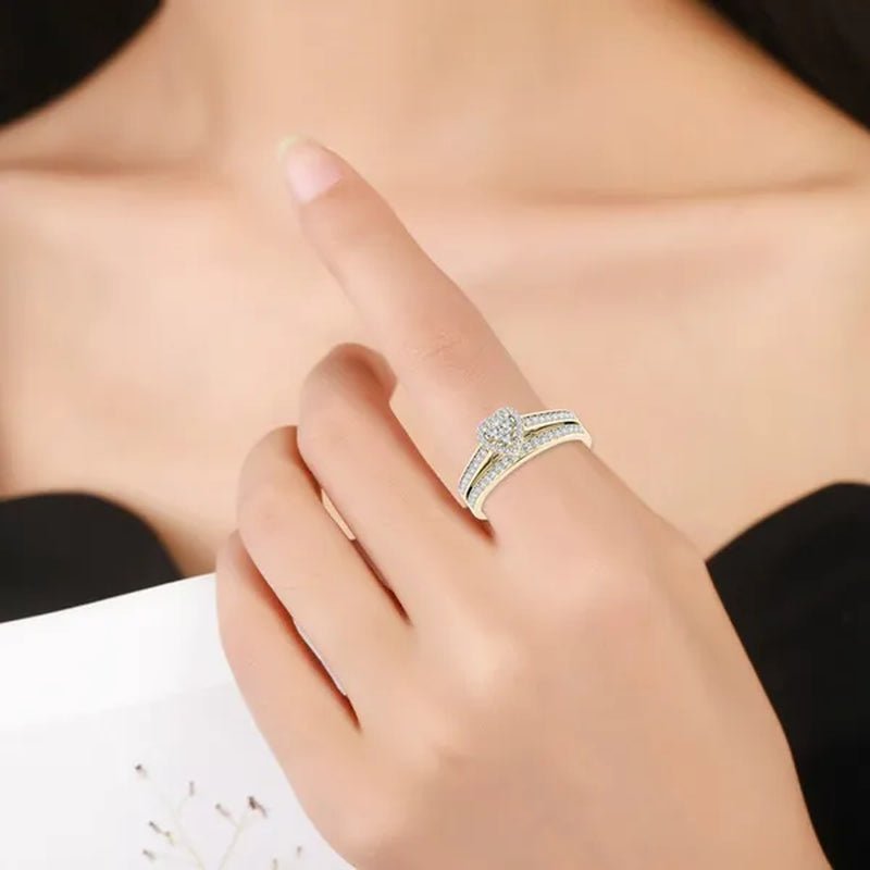 1Pc Luxury Romantic Couple Jewelry Accessories Men'S Diamond Ring Ladies Heart Diamond Couple Ring Bride Wedding Engagement Jewelry Us 6-11