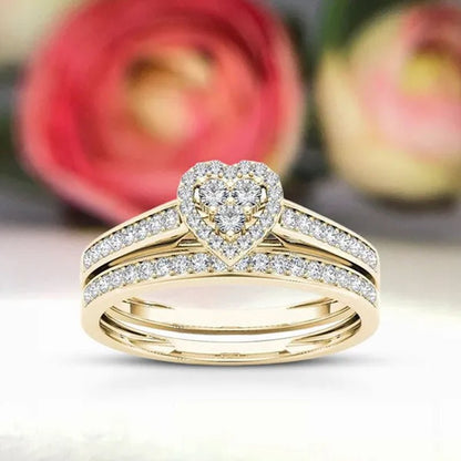 1Pc Luxury Romantic Couple Jewelry Accessories Men'S Diamond Ring Ladies Heart Diamond Couple Ring Bride Wedding Engagement Jewelry Us 6-11