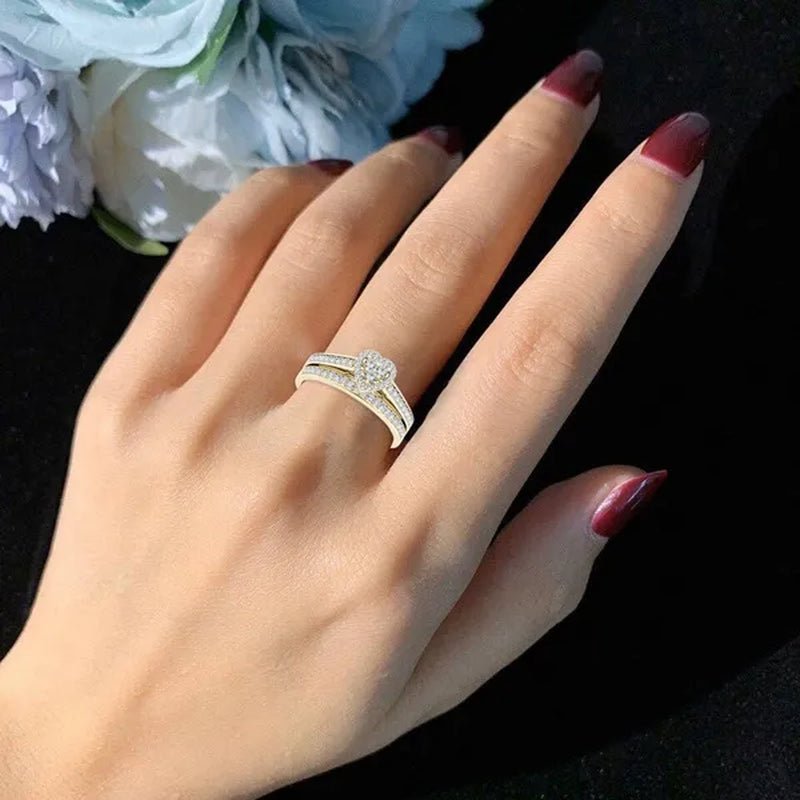 1Pc Luxury Romantic Couple Jewelry Accessories Men'S Diamond Ring Ladies Heart Diamond Couple Ring Bride Wedding Engagement Jewelry Us 6-11