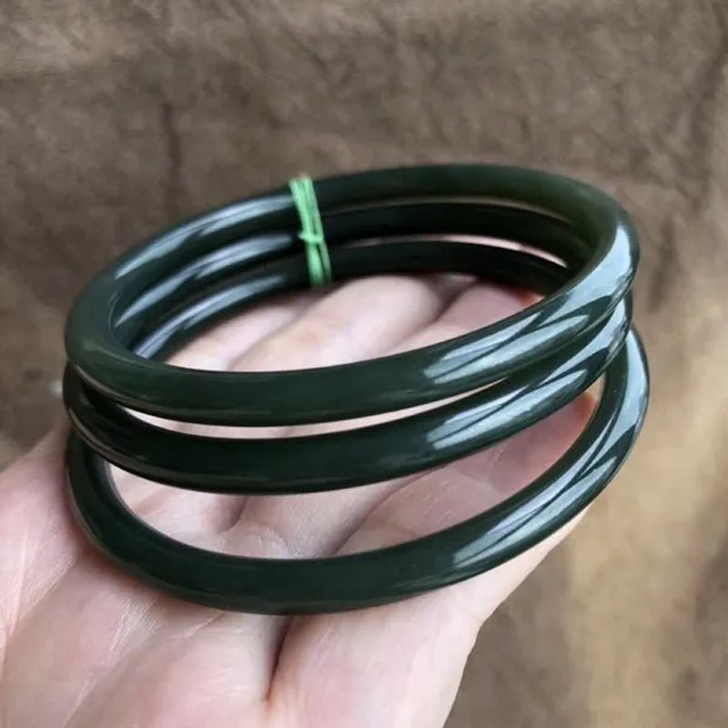 1pc Natural Chinese Hetian Jade Hand Carved Round Bar Bracelet Fashion Boutique Jewelry Female Sapphire Bracelet Popular Gift