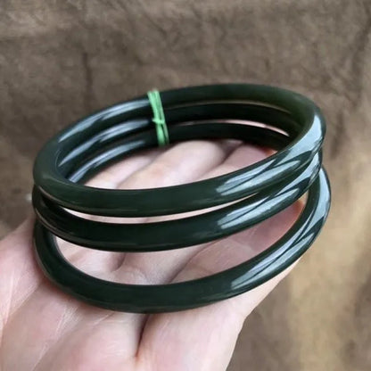1pc Natural Chinese Hetian Jade Hand Carved Round Bar Bracelet Fashion Boutique Jewelry Female Sapphire Bracelet Popular Gift