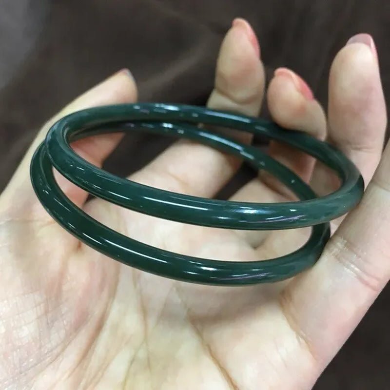 1pc Natural Chinese Hetian Jade Hand Carved Round Bar Bracelet Fashion Boutique Jewelry Female Sapphire Bracelet Popular Gift - WORLD TIME VISITS