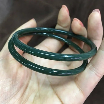 1pc Natural Chinese Hetian Jade Hand Carved Round Bar Bracelet Fashion Boutique Jewelry Female Sapphire Bracelet Popular Gift - WORLD TIME VISITS