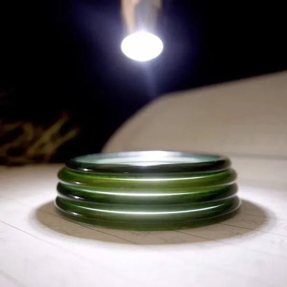 1pc Natural Chinese Hetian Jade Hand Carved Round Bar Bracelet Fashion Boutique Jewelry Female Sapphire Bracelet Popular Gift