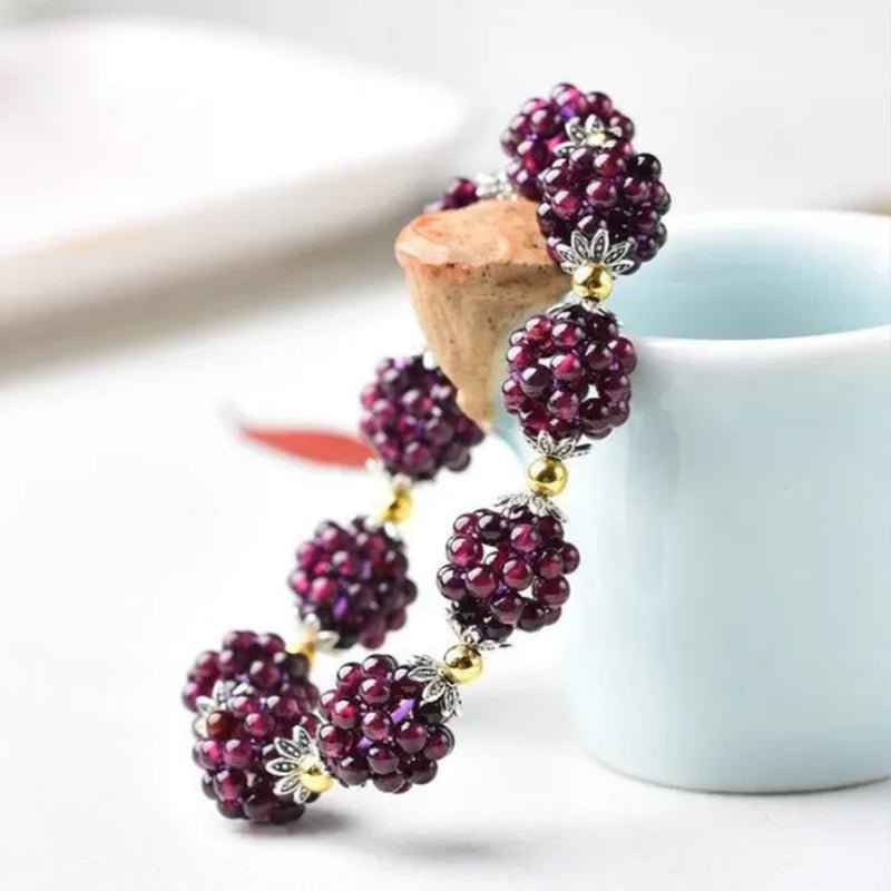 1PC Natural Garnet Bracelet Women 3Mm Lucky Ball Bracelet Jewelry Gift Women Bangles - WORLD TIME VISITS