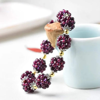 1PC Natural Garnet Bracelet Women 3Mm Lucky Ball Bracelet Jewelry Gift Women Bangles - WORLD TIME VISITS