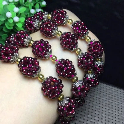 1PC Natural Garnet Bracelet Women 3Mm Lucky Ball Bracelet Jewelry Gift Women Bangles