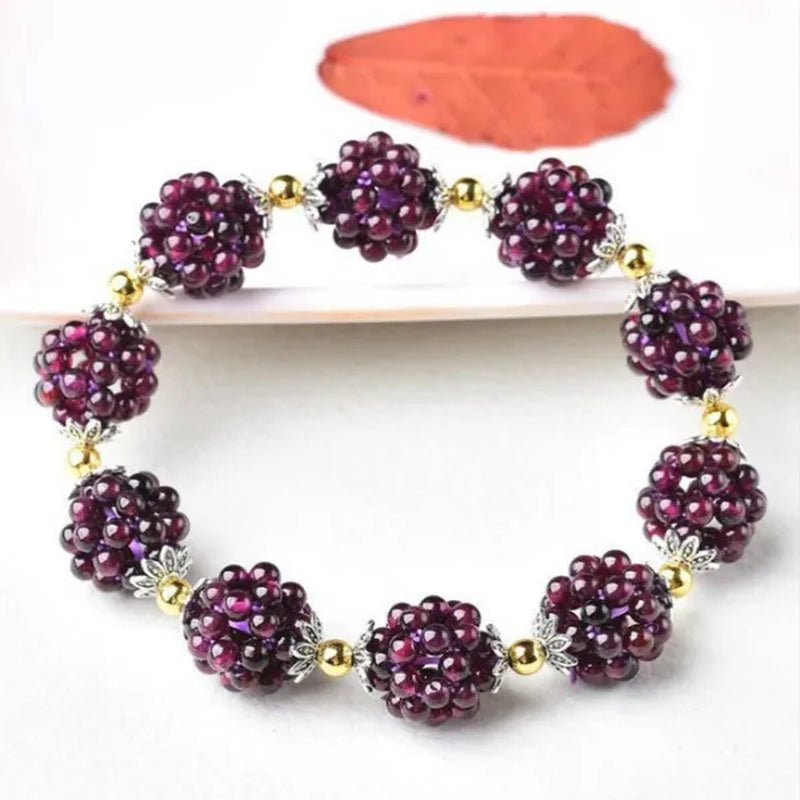 1PC Natural Garnet Bracelet Women 3Mm Lucky Ball Bracelet Jewelry Gift Women Bangles