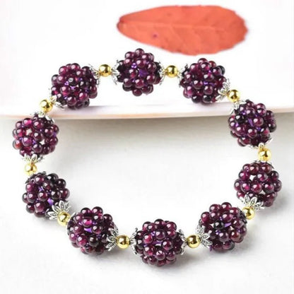 1PC Natural Garnet Bracelet Women 3Mm Lucky Ball Bracelet Jewelry Gift Women Bangles