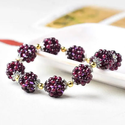 1PC Natural Garnet Bracelet Women 3Mm Lucky Ball Bracelet Jewelry Gift Women Bangles