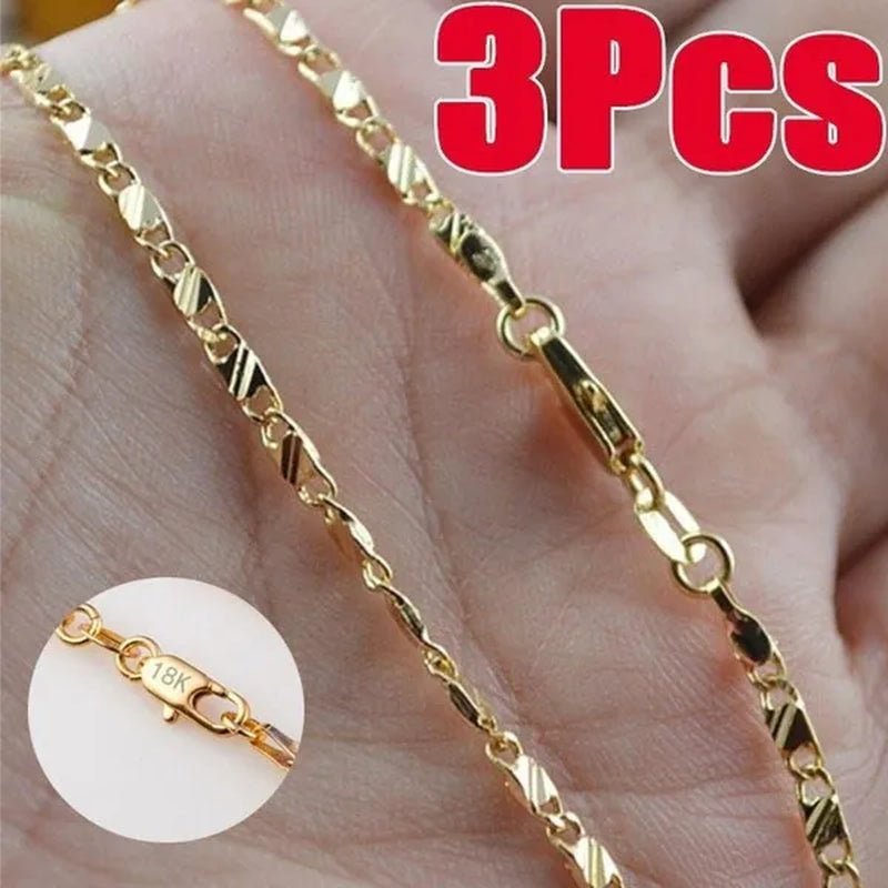 1pc/3pcs Men's Women's 16 - 30 Inch European Fashion Luxury Solid Chain Necklace Bridal Wedding Engagement High Jewelry Gifts - WORLD TIME VISITS