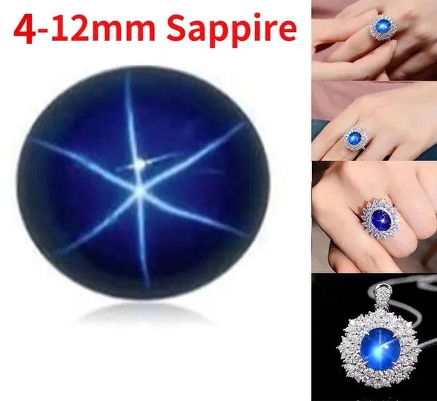 1PCS 4mm 6mm 7mm 10mm 12mm Natural Ruby Star Sappire 6 Buds Circular Cabochon Ring Size Loose Gemstone Star Gem for Diy Ring Pendant Earings Necklace - WORLD TIME VISITS
