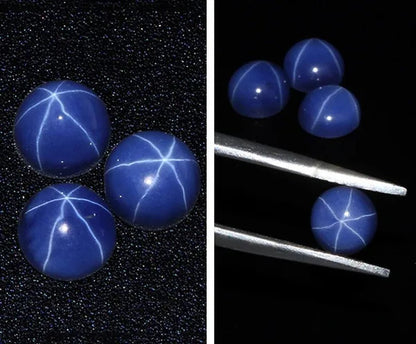 1PCS 4mm 6mm 7mm 10mm 12mm Natural Ruby Star Sappire 6 Buds Circular Cabochon Ring Size Loose Gemstone Star Gem for Diy Ring Pendant Earings Necklace