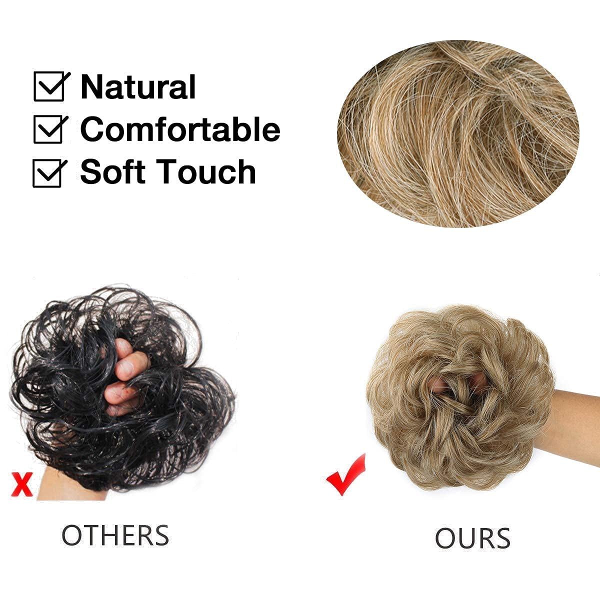 1PCS Messy Hair Bun Hair Scrunchies Extension Curly Wavy Messy Synthetic Chignon for Women (27/613#)