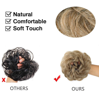 1PCS Messy Hair Bun Hair Scrunchies Extension Curly Wavy Messy Synthetic Chignon for Women (27/613#)