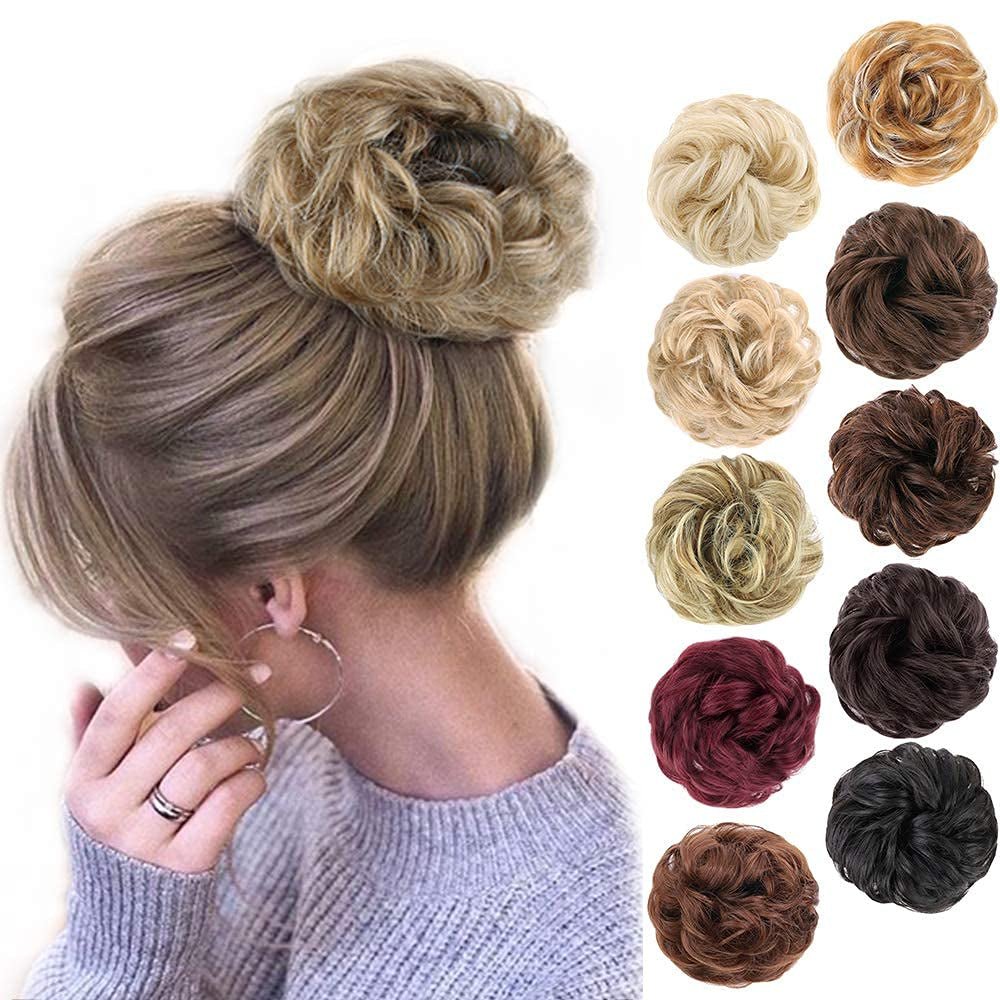 1PCS Messy Hair Bun Hair Scrunchies Extension Curly Wavy Messy Synthetic Chignon for Women (27/613) - WORLD TIME VISITS