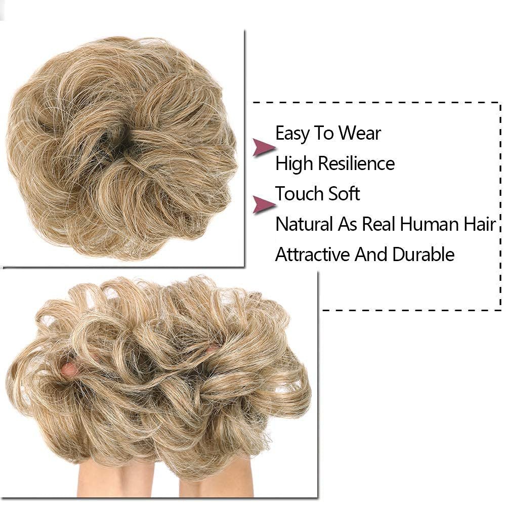 1PCS Messy Hair Bun Hair Scrunchies Extension Curly Wavy Messy Synthetic Chignon for Women (27/613#)