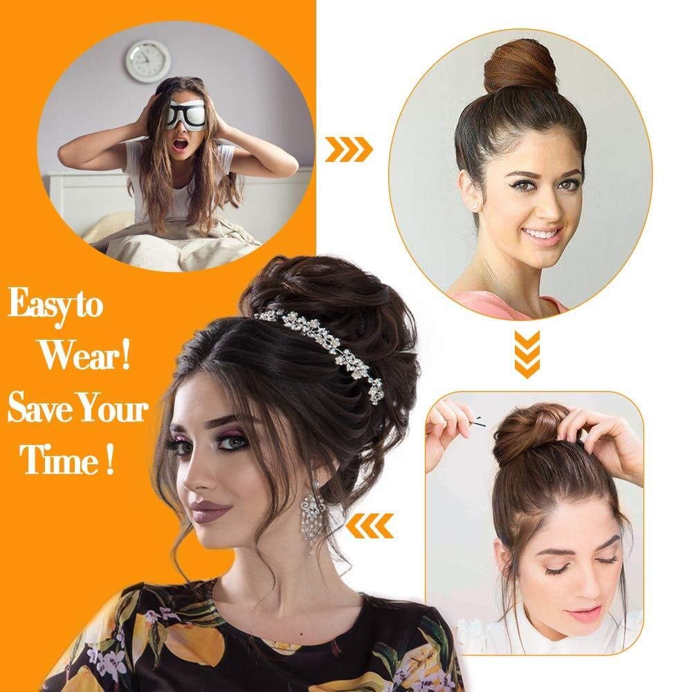 1PCS Messy Hair Bun Hair Scrunchies Extension Curly Wavy Messy Synthetic Chignon for Women (27/613#)