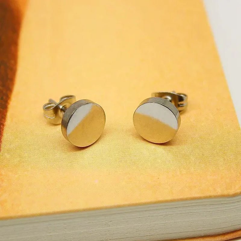 1PCS Stainless Steel Black Color Hypoallergenic Minimalist Flat Circle Earings for Men and Women Daily Wear Steel Titanium Earrings