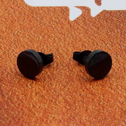 1PCS Stainless Steel Black Color Hypoallergenic Minimalist Flat Circle Earings for Men and Women Daily Wear Steel Titanium Earrings