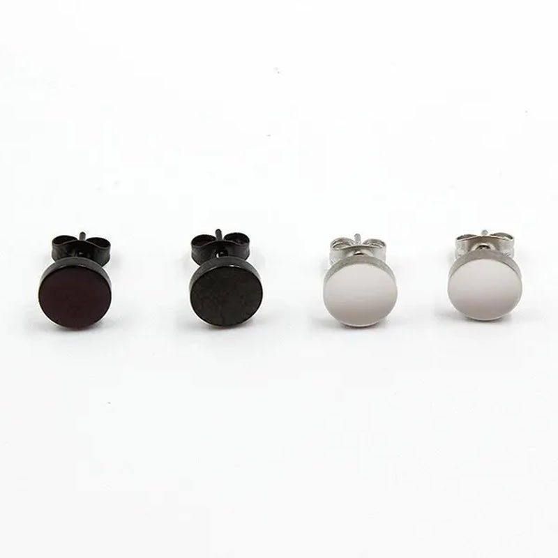 1PCS Stainless Steel Black Color Hypoallergenic Minimalist Flat Circle Earings for Men and Women Daily Wear Steel Titanium Earrings