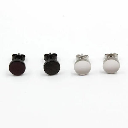1PCS Stainless Steel Black Color Hypoallergenic Minimalist Flat Circle Earings for Men and Women Daily Wear Steel Titanium Earrings