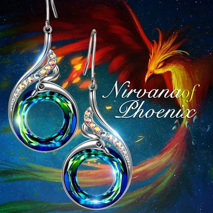 2 colors Woman's ❤️Nirvana of Phoenix❤️ Crystals Earrings ( Blue / Multi ) - WORLD TIME VISITS