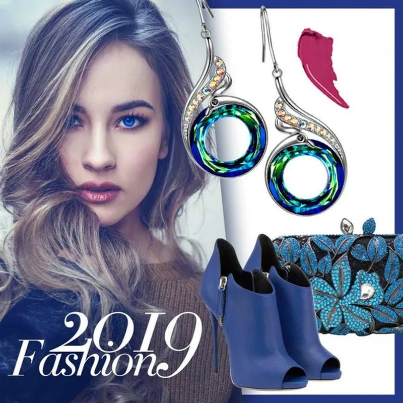 2 colors Woman's ❤️Nirvana of Phoenix❤️  Crystals Earrings ( Blue /  Multi )