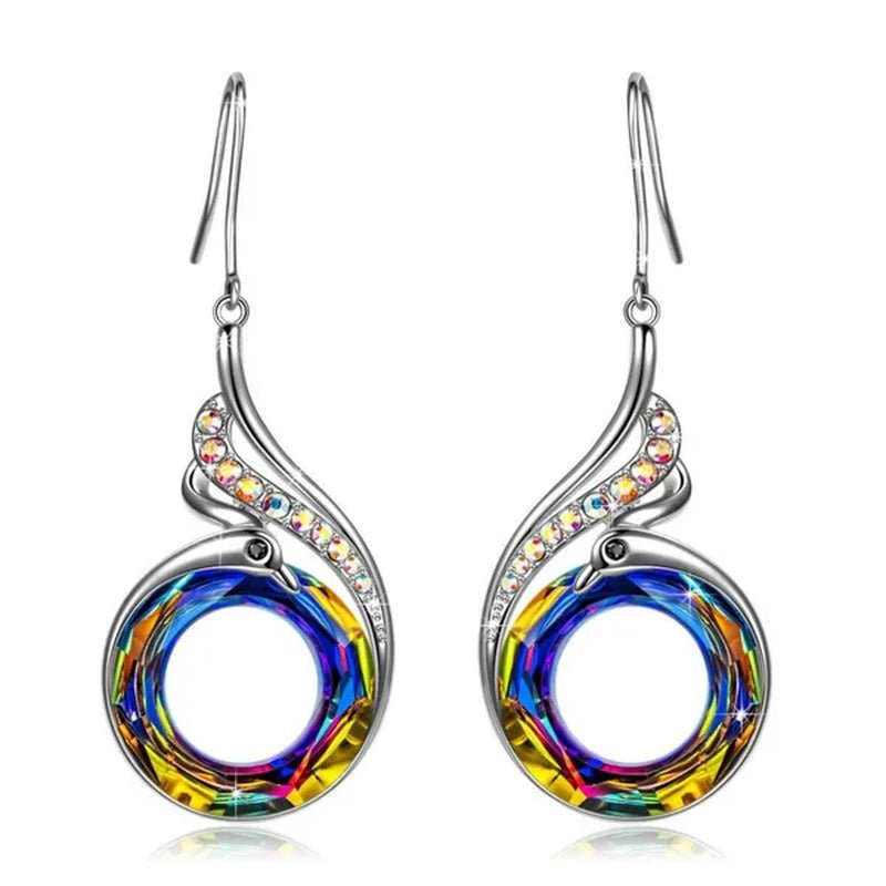 2 colors Woman's ❤️Nirvana of Phoenix❤️  Crystals Earrings ( Blue /  Multi )