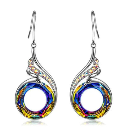 2 colors Woman's ❤️Nirvana of Phoenix❤️  Crystals Earrings ( Blue /  Multi )