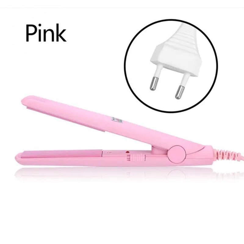 2 in 1 Mini Hair Straightener Ceramic Tourmaline Plate Beauty Flat Iron Heating Curler