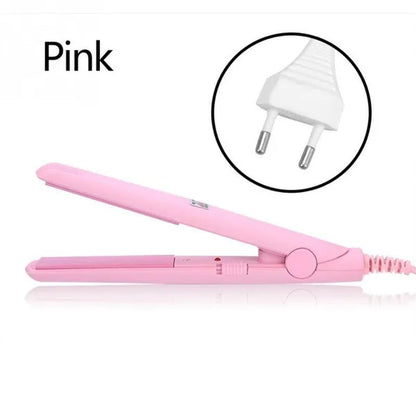 2 in 1 Mini Hair Straightener Ceramic Tourmaline Plate Beauty Flat Iron Heating Curler