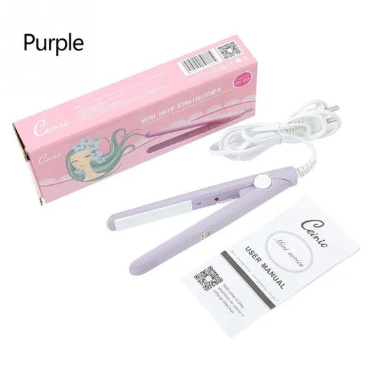 2 in 1 Mini Hair Straightener Ceramic Tourmaline Plate Beauty Flat Iron Heating Curler - WORLD TIME VISITS