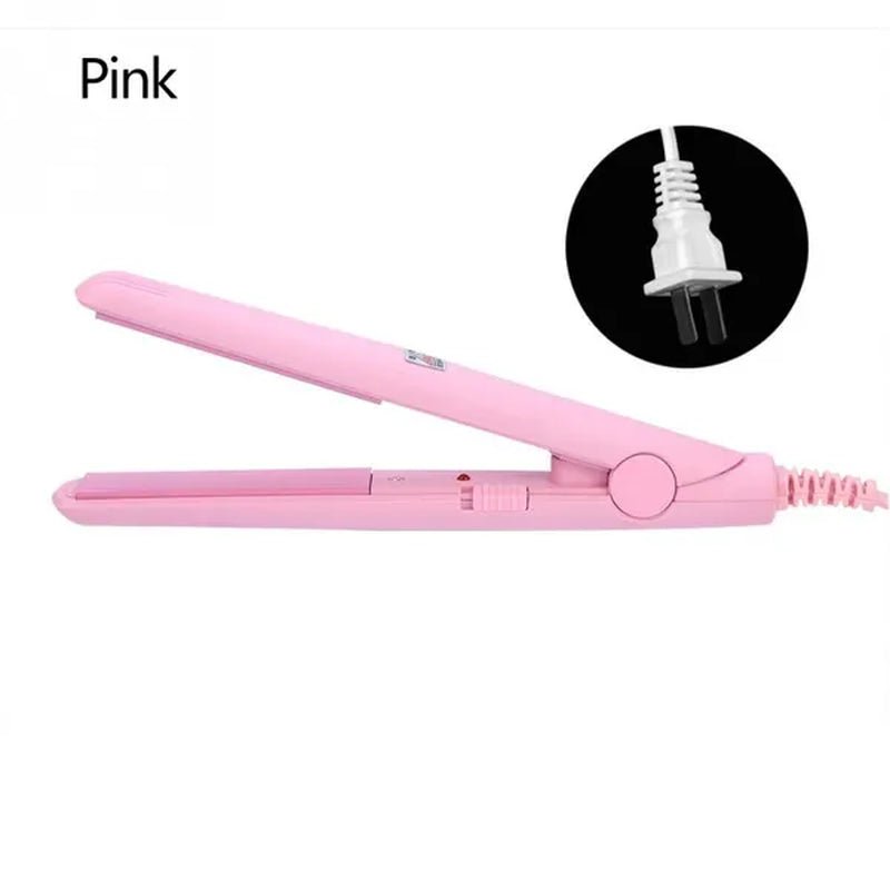 2 in 1 Mini Hair Straightener Ceramic Tourmaline Plate Beauty Flat Iron Heating Curler