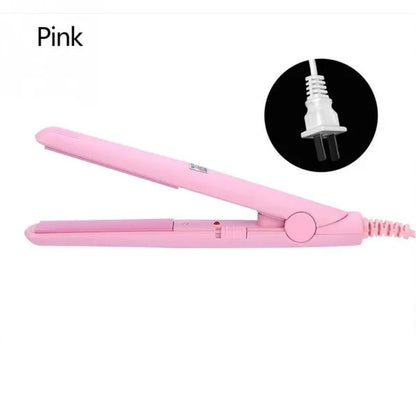 2 in 1 Mini Hair Straightener Ceramic Tourmaline Plate Beauty Flat Iron Heating Curler