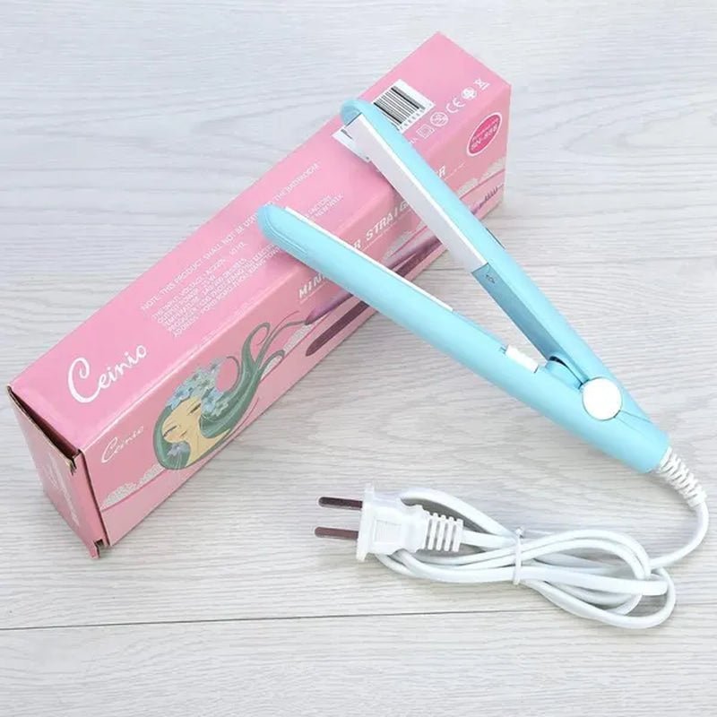 2 in 1 Mini Hair Straightener Ceramic Tourmaline Plate Beauty Flat Iron Heating Curler