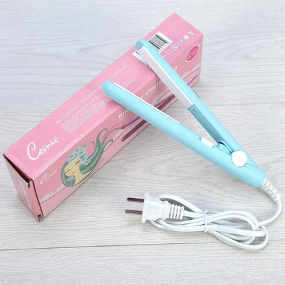 2 in 1 Mini Hair Straightener Ceramic Tourmaline Plate Beauty Flat Iron Heating Curler