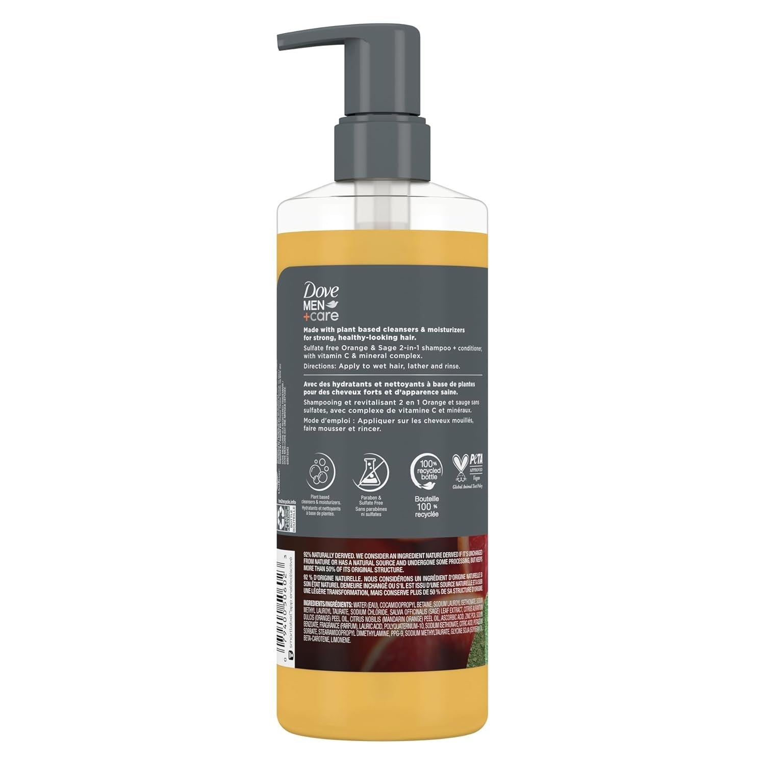 2 - In - 1 Shampoo + Conditioner Pure Fresh Orange & Sage for Strong, Healthy - Looking Hair, with Vitamin C & Mineral Complex, 17.5 Oz - WORLD TIME VISITS