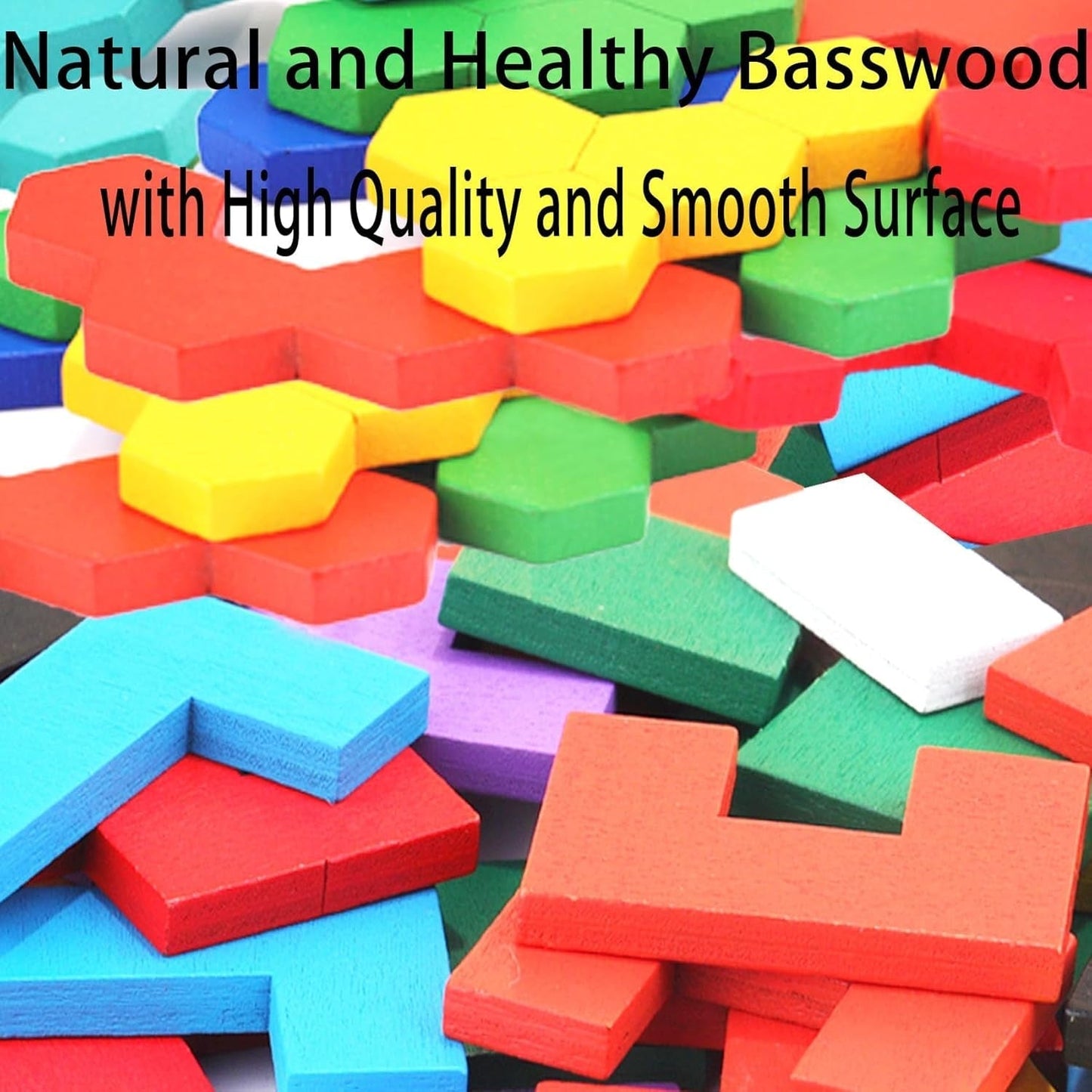 2 Pack Wooden Russian Blocks Puzzle&Hexagon Puzzles for Kids &Adults Wooden Blocks Puzzle Brain Teasers Intelligence Logic Toy Tangrams STEM Montessori Shapes Puzzles Gift for Children
