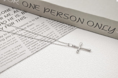 2 Pcs Cross Necklace for Women, Gold/Sterling Silver Plated Dainty Cross Pendant Necklace, Adjustable Chain, Trendy Gold Jewelry Gift for Women and Men