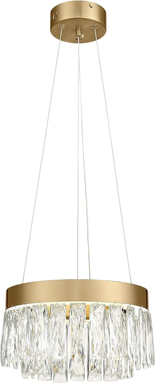 2 - Tier Crystal Gold Chandelier, LED Modern Chandelier, 6000K Cool White Pendant Light for Bedroom Kitchen Dinning Room Entryway, CC5612 - LED - BG - WORLD TIME VISITS