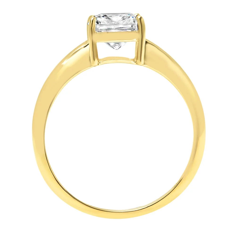 2.0 Ct Brilliant Cushion Cut Clear Simulated Diamond 18K Yellow Gold Solitaire Ring SZ 5 - WORLD TIME VISITS