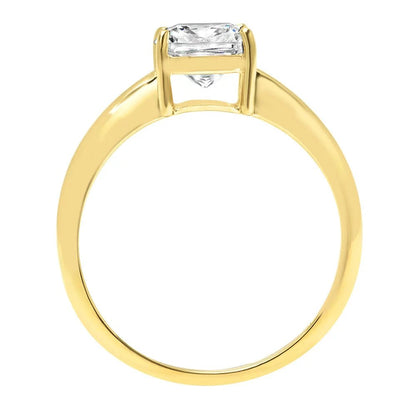 2.0 Ct Brilliant Cushion Cut Clear Simulated Diamond 18K Yellow Gold Solitaire Ring SZ 5 - WORLD TIME VISITS